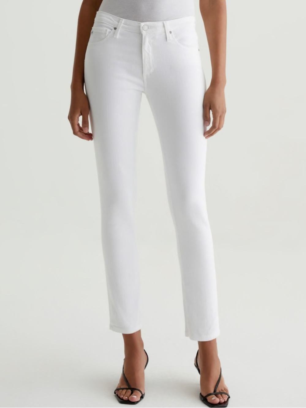 The Prima AG Ankle Cigarette White Jeans
